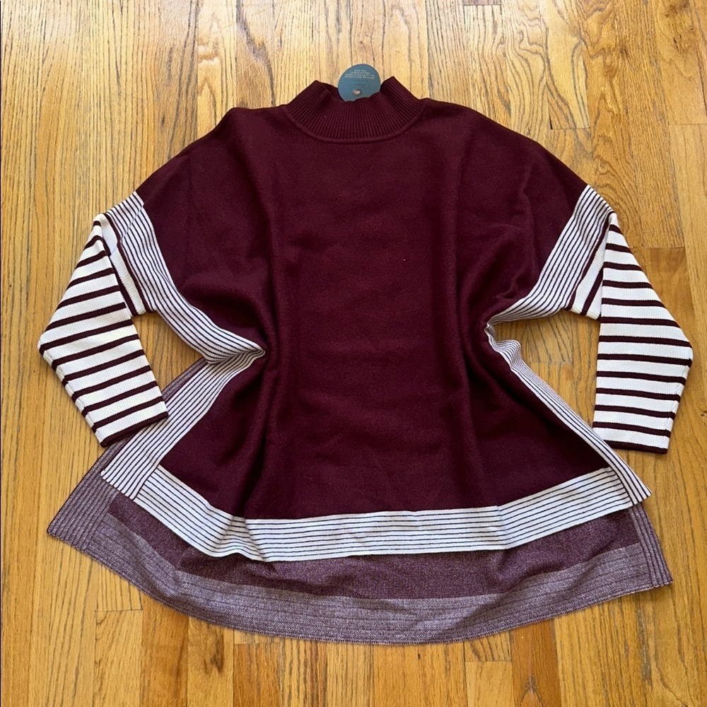 Zenana Outfitters Maroon Knit Poncho